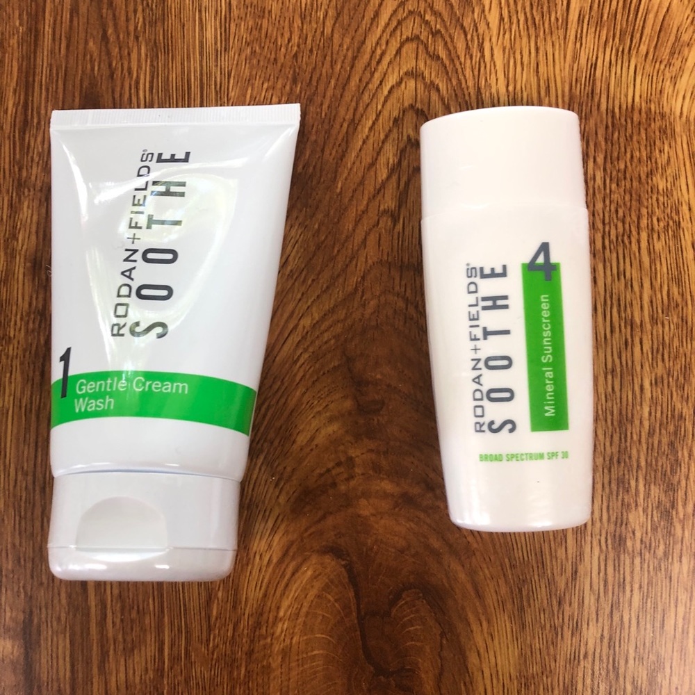 Rodan & Fields Soothe wash and mineral sunscreen